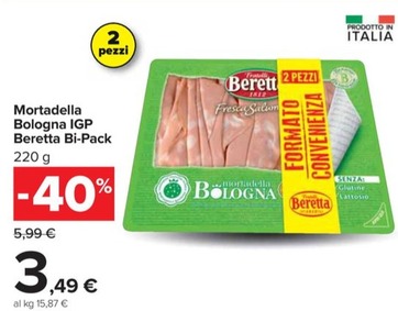 Offerta per Beretta - Mortadella Bologna IGP Bi-Pack a 3,49€ in Carrefour Ipermercati