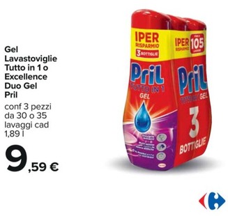 Offerta per Pril - Gel Lavastoviglie Tutto In 10 Excellence Duo Gel a 9,59€ in Carrefour Ipermercati
