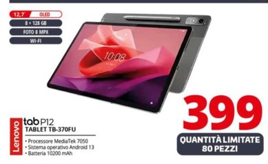 Offerta per Lenovo - Tab P12 12.7" 3k 8GB 128GB WiFi + Pen a 399€ in Comet