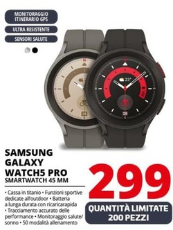 Offerta per Samsung - Galaxy Watch5 Pro Bluetooth (45mm) a 299€ in Comet