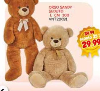 Offerta per Orso Sandy Seduto L Cm 100 VNT20691 a 29,99€ in Toysuper
