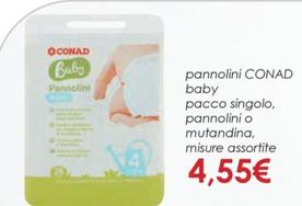 Offerta per  Conad - Pannolini Baby Pacco Singolo, Pannolini O Mutandina  a 4,55€ in Conad
