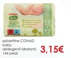 Offerta per  Conad - Salviettine Baby Detergenti Idratanti  a 3,15€ in Conad