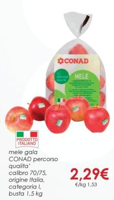 Offerta per  Conad - Mele Gala Percorso Qualità Calibro 70/75, Origine Italia, Categoria I, Busta    a 2,29€ in Conad