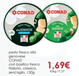 Offerta per  Conad - Pesto Fresco Alla Genovese Con Basilico Fresco Italiano, Classico Senz 'Aglio a 1,69€ in Conad