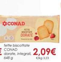 Offerta per Conad - Fette Biscottate Dorate, Integrali a 2,09€ in Conad