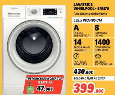 Offerta per Whirlpool - Lavatrice 479576 a 399€ in Orizzonte