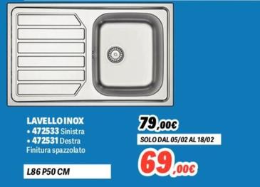 Offerta per Lavello Inox 472533 Sinistra a 69€ in Orizzonte