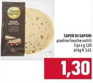 Offerta per Saper Di Sapori - Piadine Fresche Sottili a 1,3€ in Emisfero