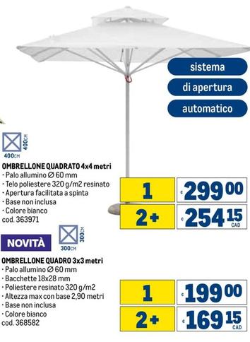 Offerta per Ombrellone Quadrato 4x4 Metri a 299€ in Metro