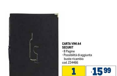Offerta per Securit - Carta Vini A4 a 15,99€ in Metro