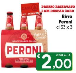 Offerta per Birra Peroni a 2€ in Eurospar