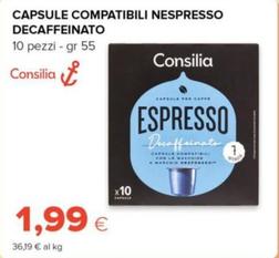 Offerta per Consilia - Capsule Compatibili Nespresso Decaffeinato  a 1,99€ in Tigre