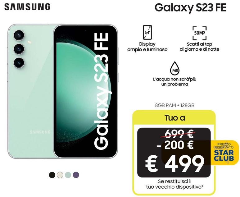 Offerta per Samsung - Galaxy S23 FE a 499€ in Euronics