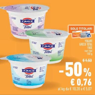 Offerta per Fage - Yogurt Greco Total a 0,76€ in Conad City