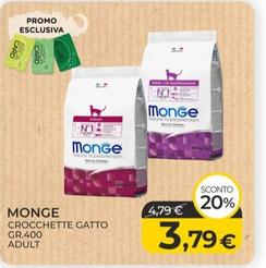Offerta per Monge - Crocchette Gatto Gr.400 Adult-Indoor a 3,79€ in Arcaplanet