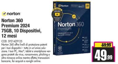 Offerta per Norton 360 Premium 2024 75gb, 10 Dispositivi, 12 Mesi a 49,99€ in Wellcome