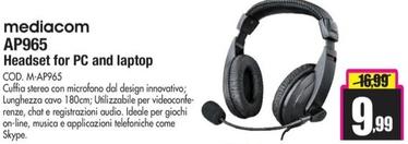 Offerta per Mediacom - Ap965 Headset For Pc And Laptop a 9,99€ in Wellcome