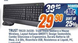 Offerta per Trust - Trezo 24530 - Trust Trezo Tastiera e Mouse Wirless,Layout Italiano QWERTY, Design Sostenibile a 29,9€ in Mercatissimo