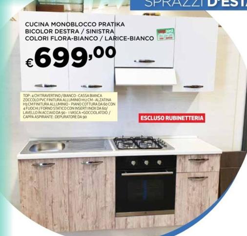 Offerta per Cucina Monoblocco Pratika Bicolor Destra / Sinistra Colori Flora-Bianco / Larice-Bianco a 699€ in Ipercoop
