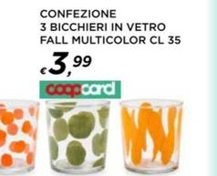 Offerta per Confezione 3 Bicchieri In Vetro Fall Multicolor a 3,99€ in Ipercoop