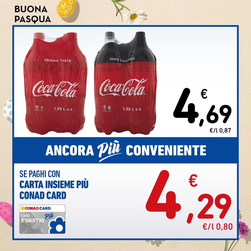 Offerta per COCA-COLA original taste, zero zuccheri, 1,35 litri x4 in Spazio Conad