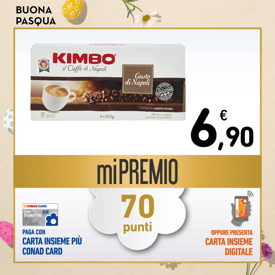 Offerta per CAFFÈ GUSTO DI NAPOLI KIMBO tostatura medio scura, 250 g x 4 in Spazio Conad