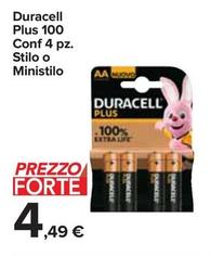 Offerta per Duracell - Plus 100 Conf 4 Pz. Stilo O Ministilo a 4,49€ in Carrefour Express