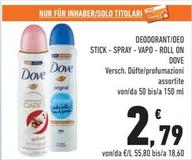 Offerta per Dove - Care Deodorant/ Deo Stick/ Spray / Vapo/ Roll On a 2,79€ in Conad
