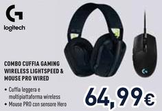Offerta per Logitech - Combo Cuffia Gaming Wireless Lightspeed & Mouse Pro Wired a 64,99€ in Unieuro