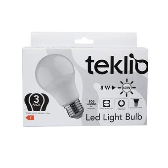 Offerta per TEKLIO - A60-8 Confezione 3 lampadine LED 8W E27 classe F a 4,99€ in Unieuro