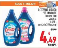 Offerta per Bio Presto - Detersivo Liquido Per Lavatrice a 4,49€ in Conad