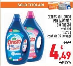 Offerta per Bio Presto - Detersivo Liquido Per Lavatrice a 4,49€ in Conad City