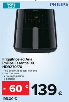 Offerta per Philips - Friggitrice Ad Aria Essential Xl HD9270/70 a 139€ in Carrefour Ipermercati