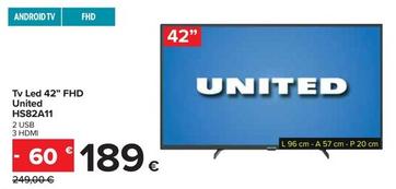 Offerta per United - Tv Led 42" Fhd HS82A11 a 189€ in Carrefour Ipermercati