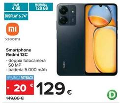 Offerta per Xiaomi - Smartphone Redmi 13C a 129€ in Carrefour Ipermercati