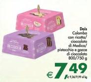 Offerta per Dais - Colomba Con Ricotta/ Cioccolato Di Modica/ Pistacchio E Gocce Di Cioccolato a 7,49€ in Decò