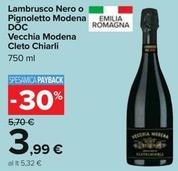 Offerta per Cleto Chiarli - Lambrusco Nero O Pignoletto Modena Emilia DOC Vecchia Modena a 3,99€ in Carrefour Ipermercati