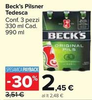 Offerta per Becks - Pilsner Tedesca a 2,45€ in Carrefour Market
