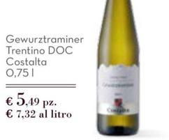 Offerta per Costalta - Gewurztraminer Trentino DOC  a 5,49€ in Spesa Facile