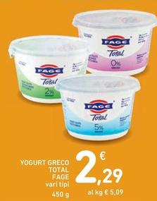 Offerta per Fage - Yogurt Greco Total a 2,29€ in Spazio Conad