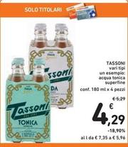 Offerta per Tassoni - Acqua Tonica Superfine a 4,29€ in Spazio Conad
