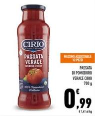 Offerta per Cirio - Passata Di Pomodoro Verace a 0,99€ in Conad