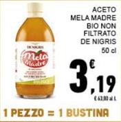 Offerta per De Nigris - Aceto Mela Madre Bio Non Filtrato a 3,19€ in Conad City