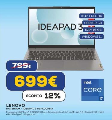 Offerta per Lenovo - Notebook-Ideapad 3 82RK00P8IX a 699€ in Euronics