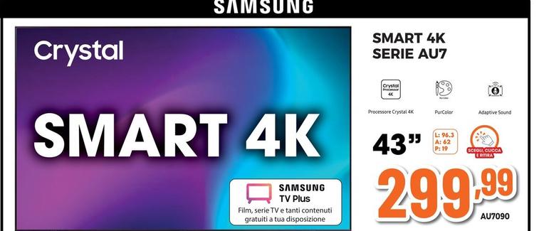 Offerta per Samsung - Smart 4K 43" Serie AU7 a 299,99€ in Expert