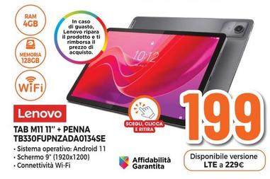 Offerta per Lenovo - Tab M11 11" + Penna TB330FUPNZADA0134SE a 199€ in Expert