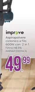 Offerta per Improve - Aspirapolvere Ciclonico A Filo 600W Con 2 In 1 Filtro Hepa IMPAP2001HJL a 49,99€ in Portobello