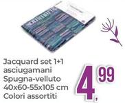 Offerta per Sommaruga - Jacquard Set 1+1 Asciugamani Spugna-Velluto 40x60-55x105 Cm Colori Assortiti a 4,99€ in Portobello
