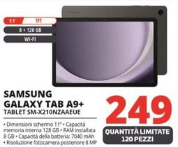 Offerta per Samsung - Galaxy Tab A9+ Tablet SM-X210NZAAEUE a 249€ in Comet